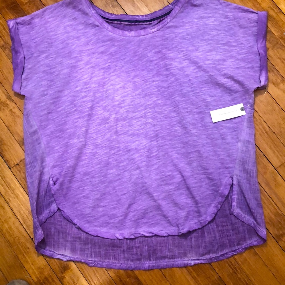 NWT Pilcro for Anthropologie Lavender Tee w/Rolled Sleeve Cuffs&Neckline Size S